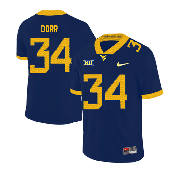 2019 Men #34 Lorenzo Dorr West Virginia Mountaineers College Football Jerseys Sale-Navy